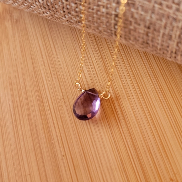 AMETHYST Necklace Minimalist Crystal Gemstone FEBRUARY BIRTHSTONE - Picture 1 of 4